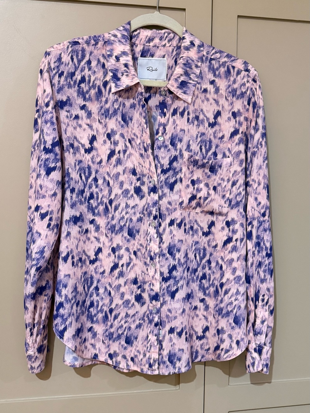 Rails Pink and Navy Abstract Animal Print Shirt